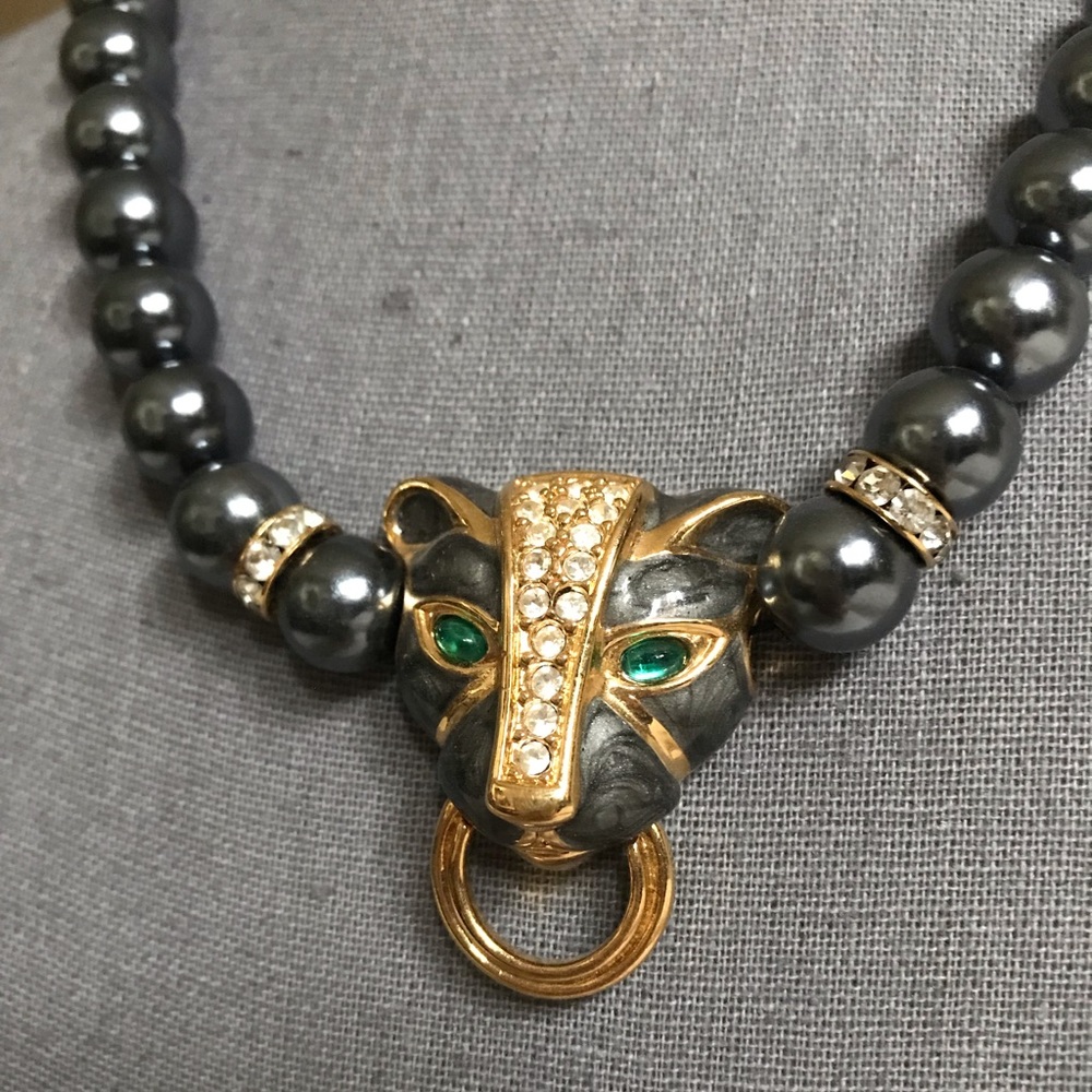 Vintage panther door knocker necklace